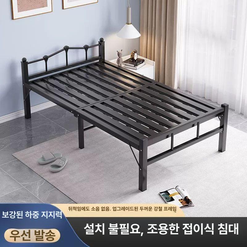 철제 받침대 원목 깔판 공간활용 실목 깔개 간편 접이식침대프레임 싱글침대 폭 - 상세 이미지 4