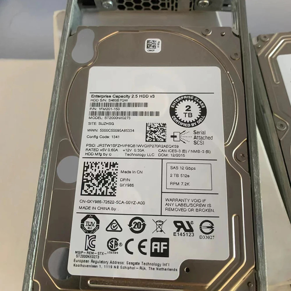 ST2000NX0273HDD 서버 하드 XY986 2T 7200 SAS 2.5인치 12Gb 드라이브