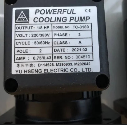 W 냉각 펌프 TC-2290 1/2hp호환 220/380v TC-8180 1/8hp호환 TC-4220 1/4hp호환 YU HSENG ELECTRIC CO.LTD