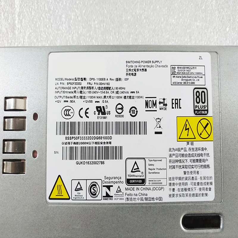 Lenovo호환 TD350 RD350 RD450 RD550 RD650 1100W 전원공급장치 DPS-1100EB A 00HV182 03T8618 새 원본 PSU