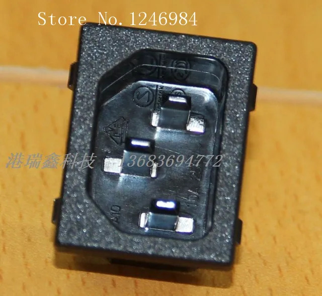 WINFOONG AC 콘센트 블랙 삼각형 카드 3핀 전원 커넥터 소켓 오리지널 SS-120 인증 100 개