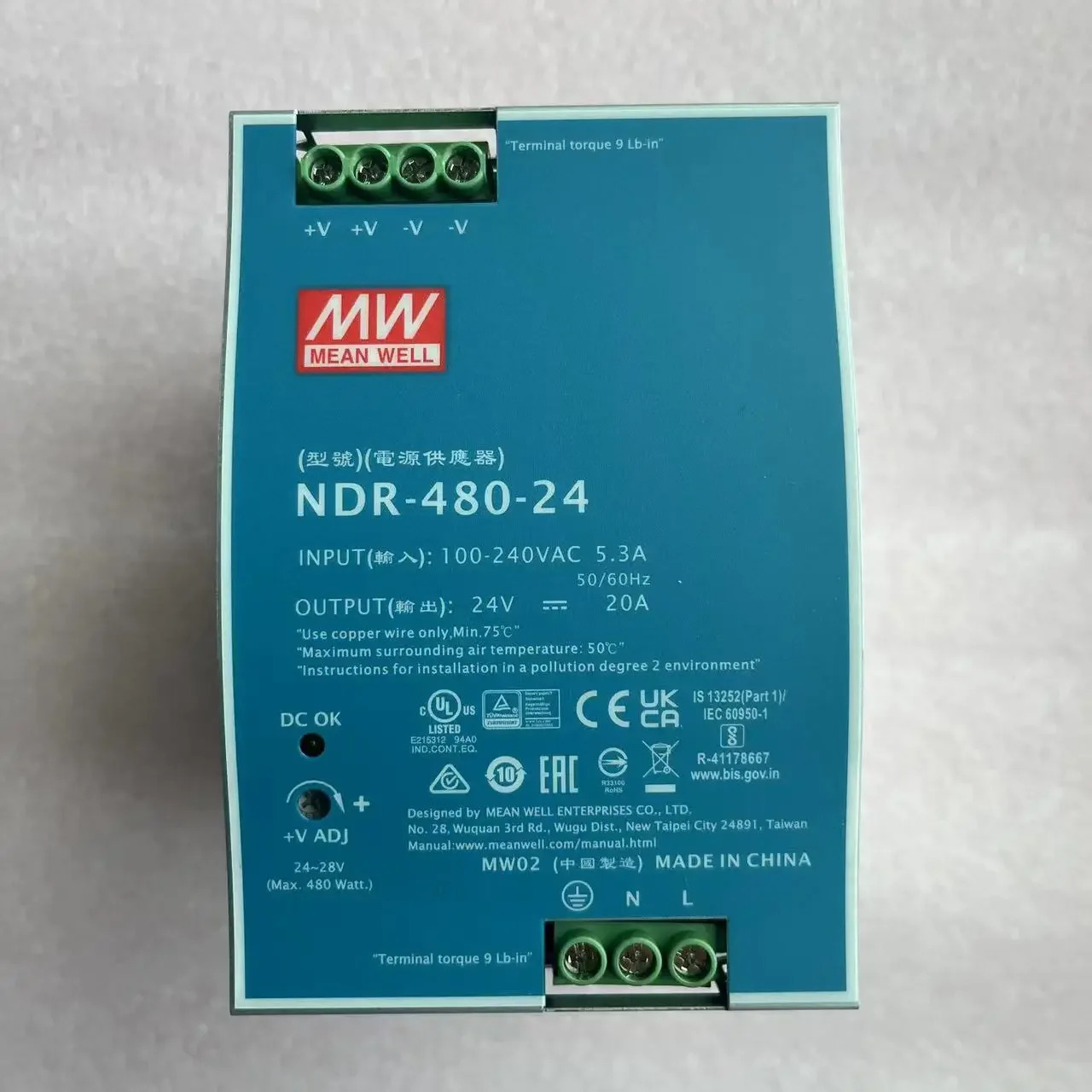 MEAN WELL NDR-480 NDR-480-24 NDR-480-48 480W 산업DIN 레일 단일 출력