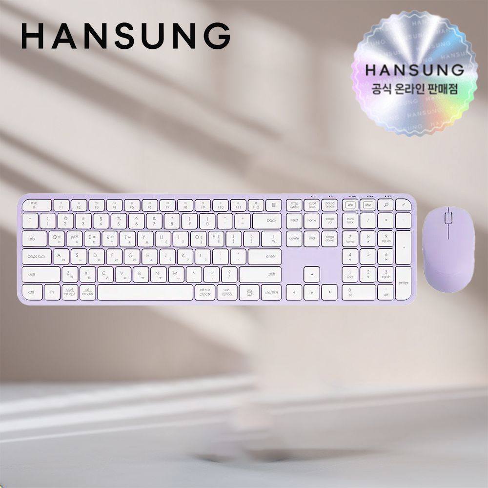 한성 LKM500 Win/Mac 전환 무선 키보드마우스 세트 퍼플, 멤브레인 - 상품 이미지