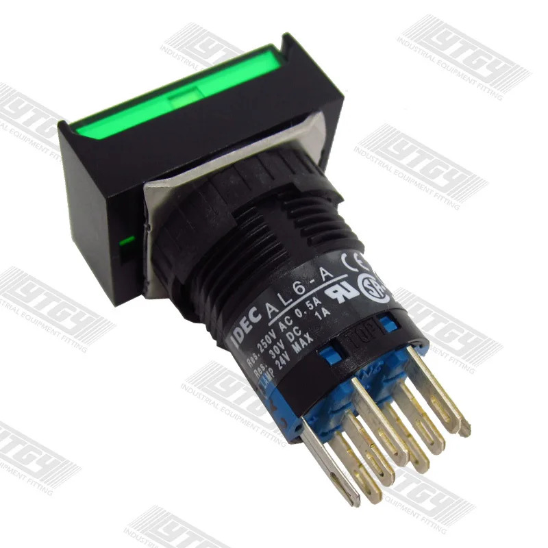 일본 용수철 IDEC 조명 푸시 버튼 스위치 AL6M-A24 AL6H A24 x C 직원형 자동 잠금 2a2B DC24V-10pcs 16mm