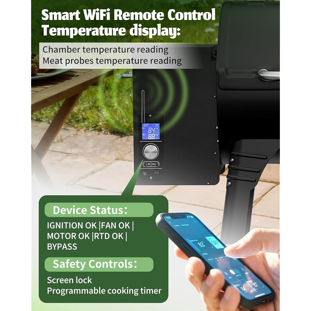캠프 셰프 2세대 펠릿 그릴 및 스모커 PG24-82 모델용 스마트 WiFi PID 컨트롤러 키트, 모델용, 20 SG24 XT24 우드윈드 클래식 24, APP 제어 보드 포함 - 상세 이미지 3