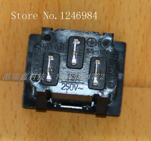 WINFOONG AC 콘센트 블랙 삼각형 카드 3핀 전원 커넥터 소켓 오리지널 SS-120 인증 100 개