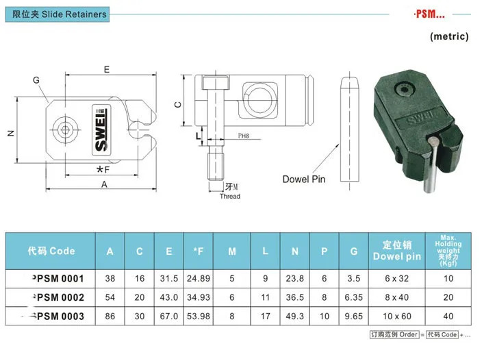DME 표준 몰드 리미트 클립 MRT-10M MRT-20M MRT-40M 잠금 장치 행 버클