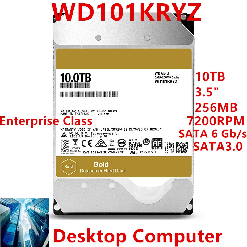 WD101KRYZ 내부 HDD WD 골드 10TB 3.5 인치 SATA 6 Gb/s 256MB 7200RPM 신
