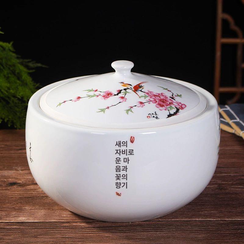 사기요강 세라믹 요강 소변통 예쁜 소변 전통 단지 뚜껑 휴대용변기 옛날 화이트 이동식 - 상세 이미지 3