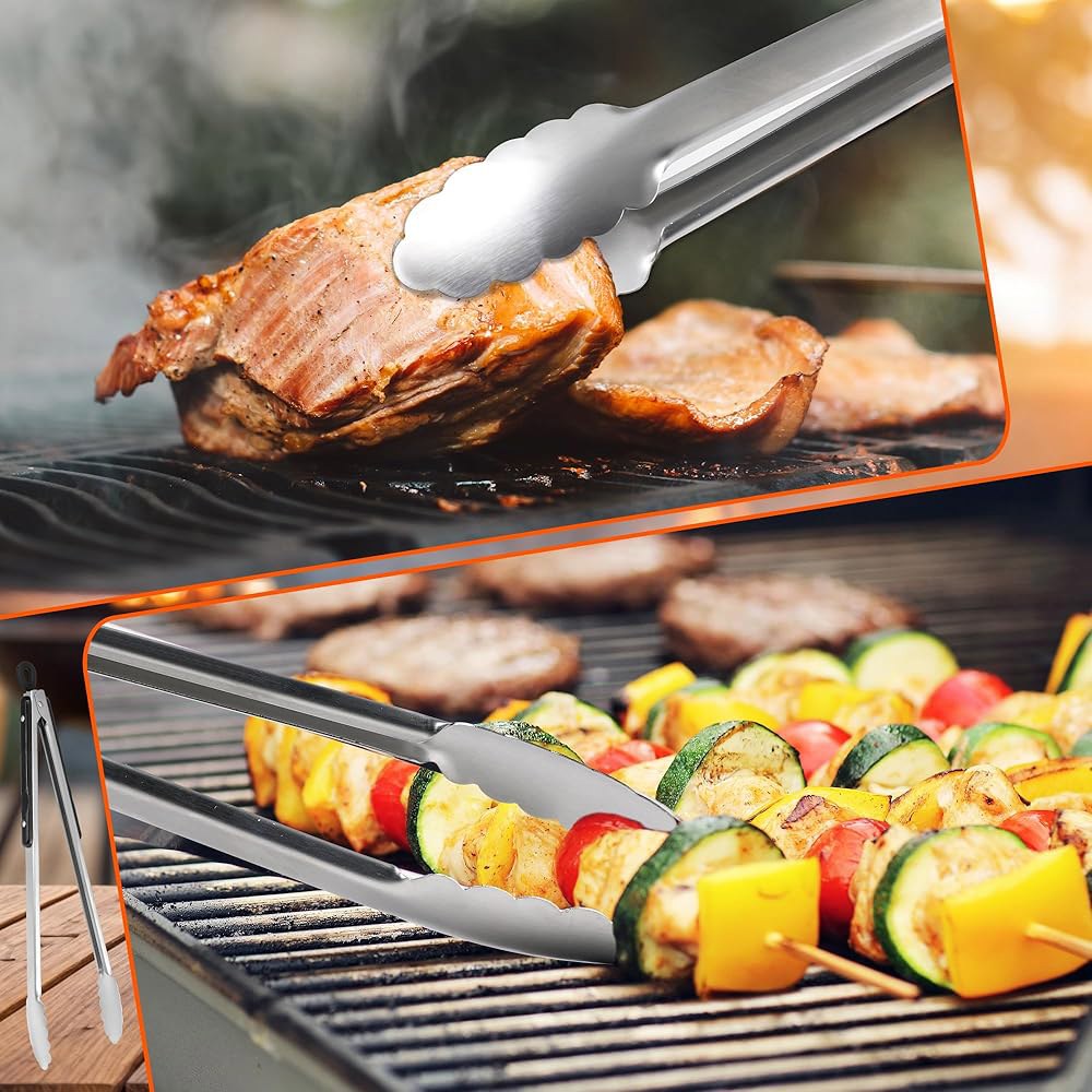 그릴 집게, 17인치 엑스트라 롱 바비큐 요리, 그릴, / BBQ, 뷔페용 프리미엄 스테인리스 스틸 금속 집게 (17, 1PC) 9 +12 - 상세 이미지 2