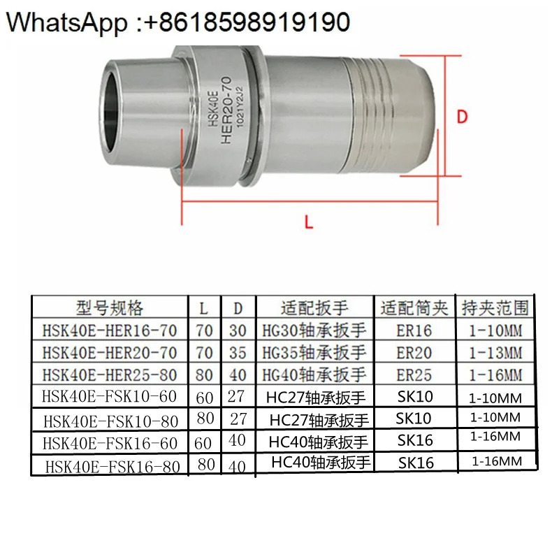 HSK40E 고속 공구 홀더 HSK-E40 HER16 20 공작 기계 PFK10