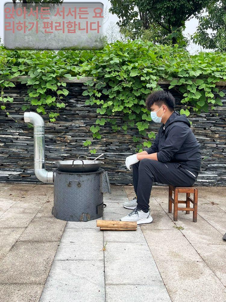 스틸 소각로 드럼통 캠핑 아웃도어 장작난로 화목난로 스테인레스 화로대 가정용 원형 - 상세 이미지 5
