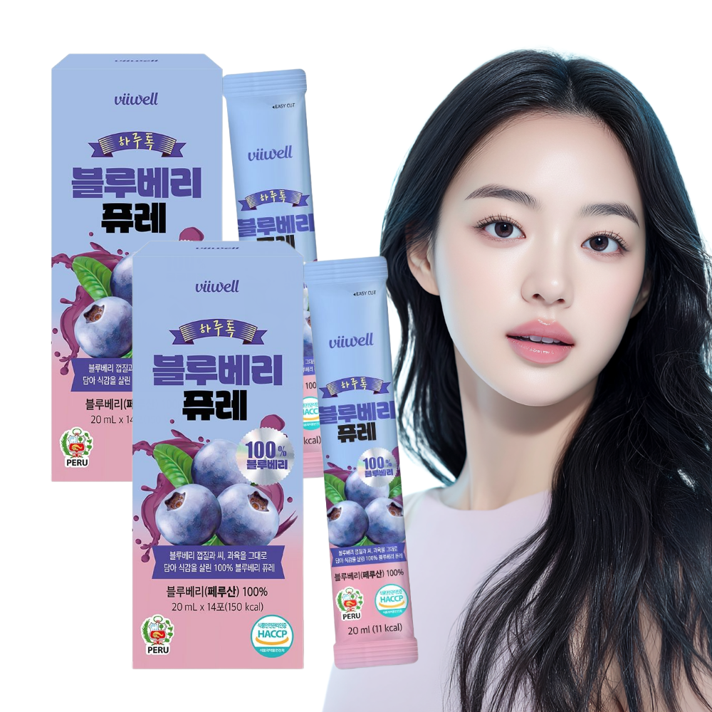 블루베리 퓨레 100% 원액 스틱 안토시아닌 20ml, 14포, 2개 - 상품 이미지