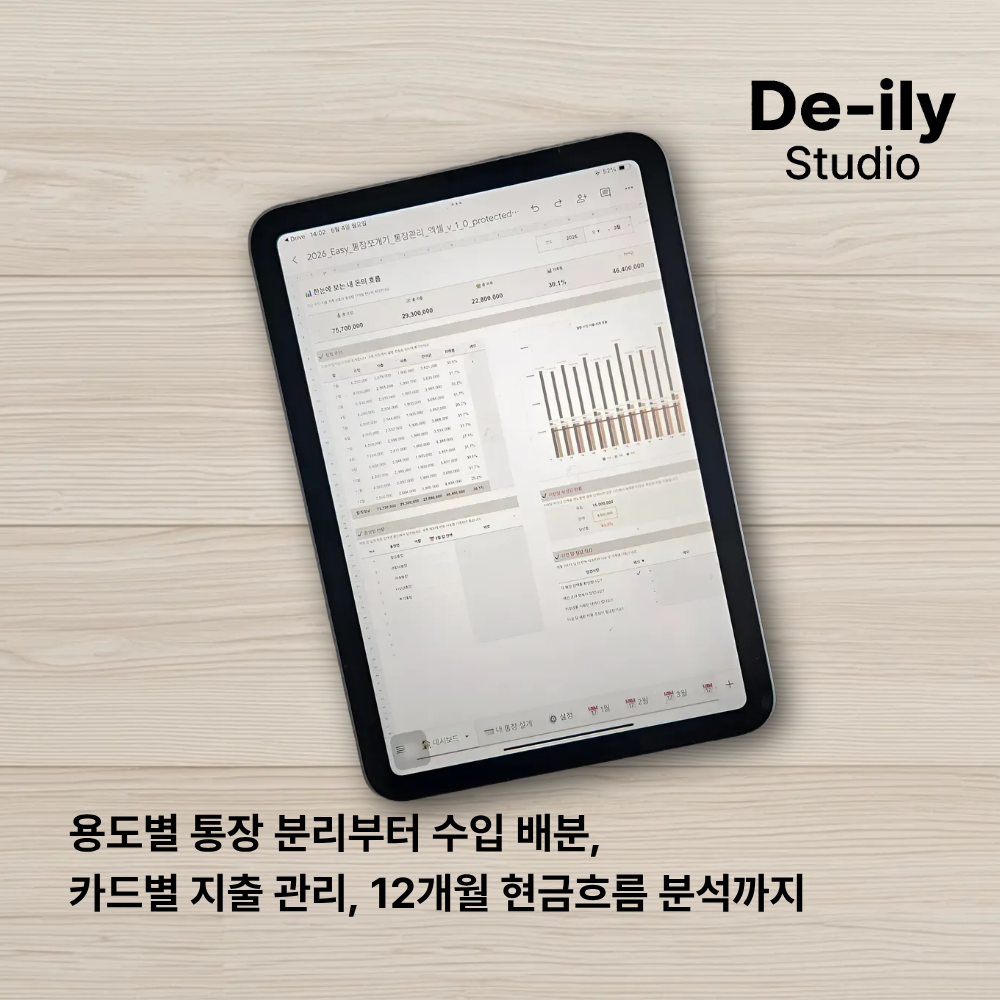 엑셀 구글시트 통장 쪼개기 양식 통장 관리 가계부 평생 이용 회계사 제작 월급 지출 관리 상품 이미지