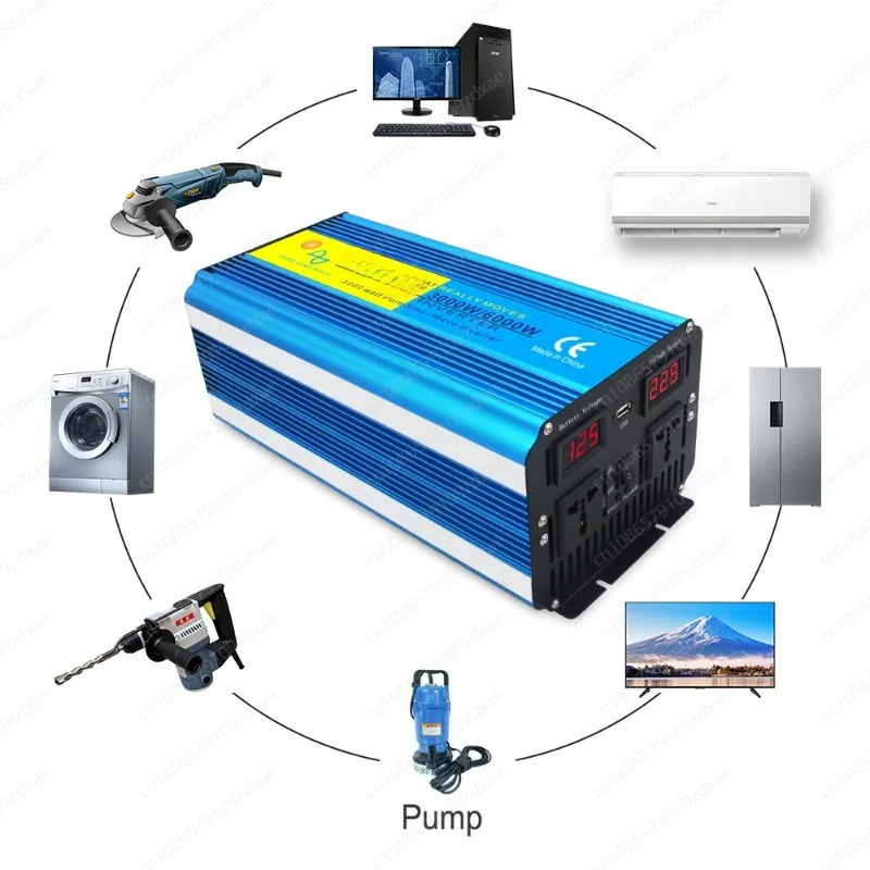 순수 사인파 인버터 전력 변환기 DC 12V 24V-AC 220V EU UN 50HZ 60HZ 표준 3000W/6000W