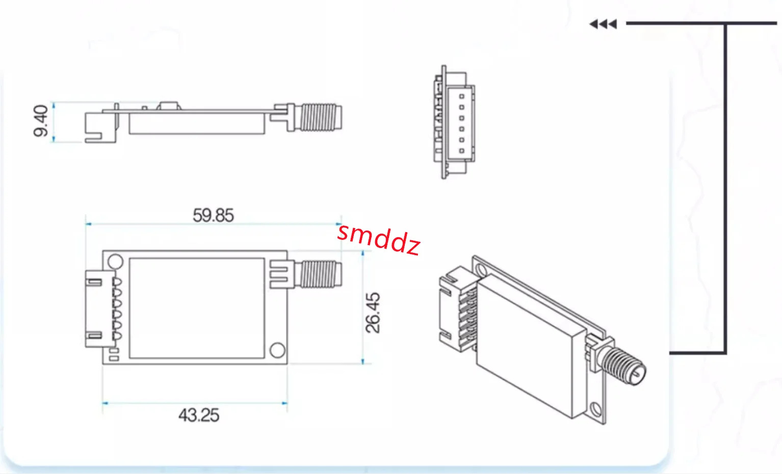 / Si4432 직렬 트랜시버 모듈 100mW SV611 산업등급 TTL-232-485