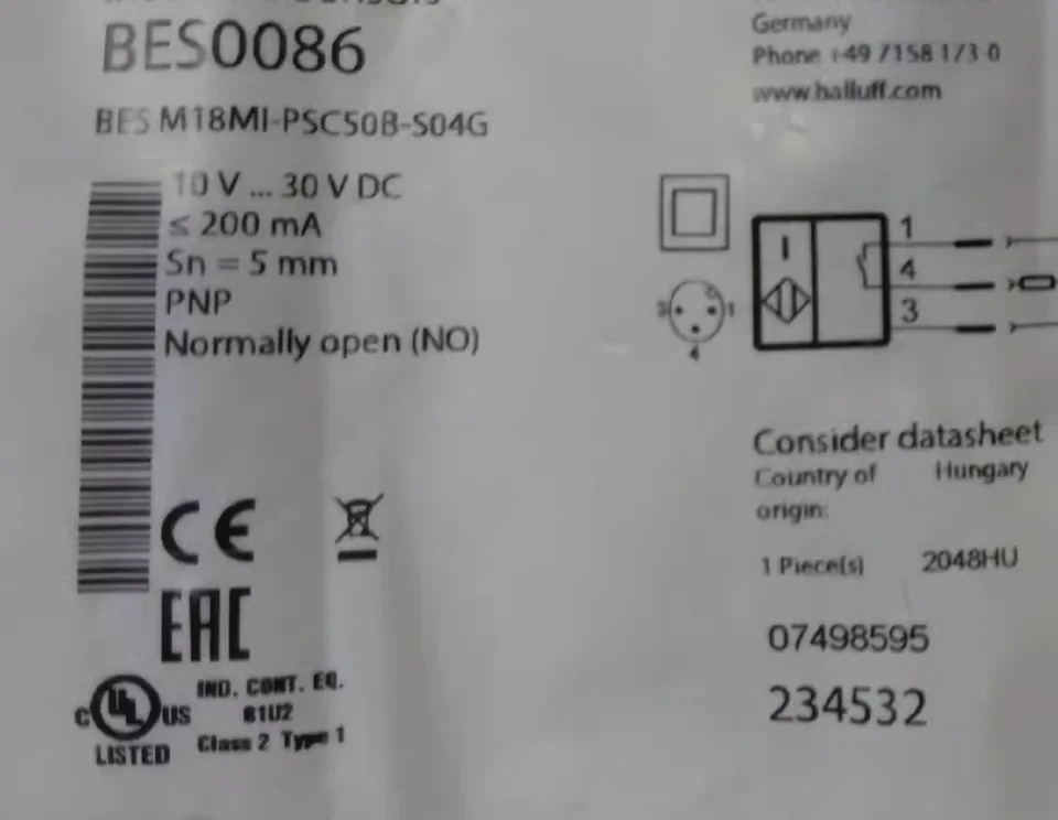 M18MI-PSC50B-S04G CDQSB20-15DM B66-P4212 E6-P1211 3RU1116-1GB1 SRS15M