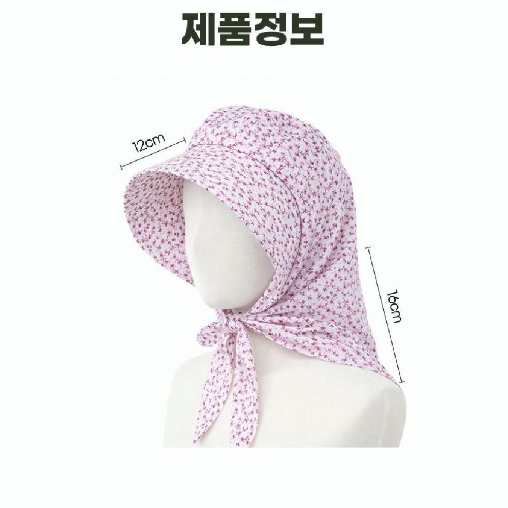 스카프 농사모자 작업 꽃무늬 썬캡 플라워 밭일 농촌 할머니 챙모자 여름 햇빛가리개 - 상세 이미지 3