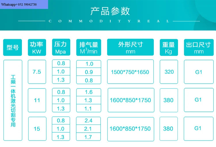 레이저 커팅 통합 나사 에어 압축기 고압 무소음 펌프 7.5 11 22 15kw 16kg 13kg