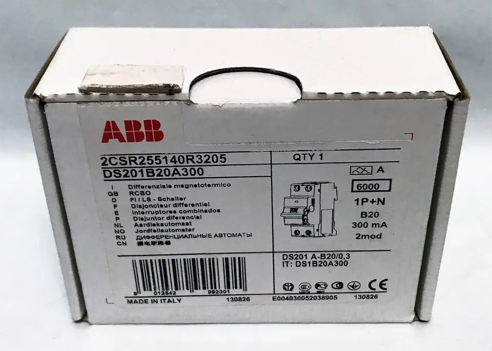 오리지널 ABB 잔류 전류 동작 회로차단기 DS201B20A300 DS201C20A300 신