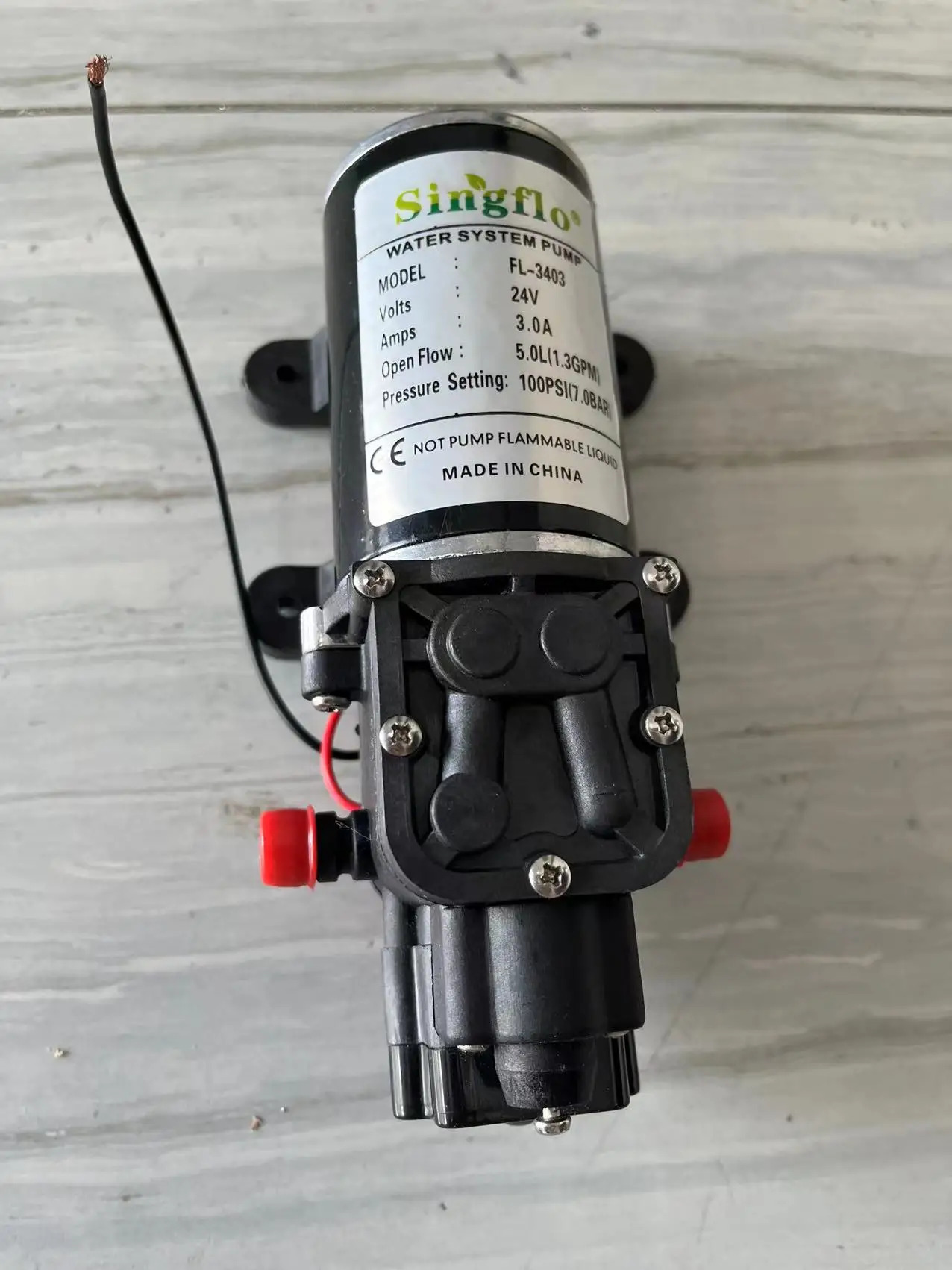 Singflo 물 시스템 펌프 FL-3403 24V 3.0A 5.0L1.3GPM 100PSI7.0BAR FL-2203 FLO-2202 FL-3203 FL-43 220V 압력