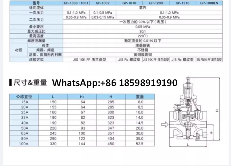 증기 감압밸브 GP-1000 보일러 압력 조절 밸브 2 인치