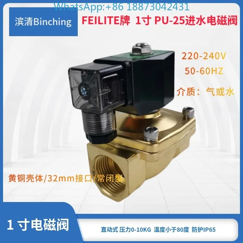 Feilite 1 인치 황동 입구 솔레노이드 밸브 PU-25 수처리 장비 제어
