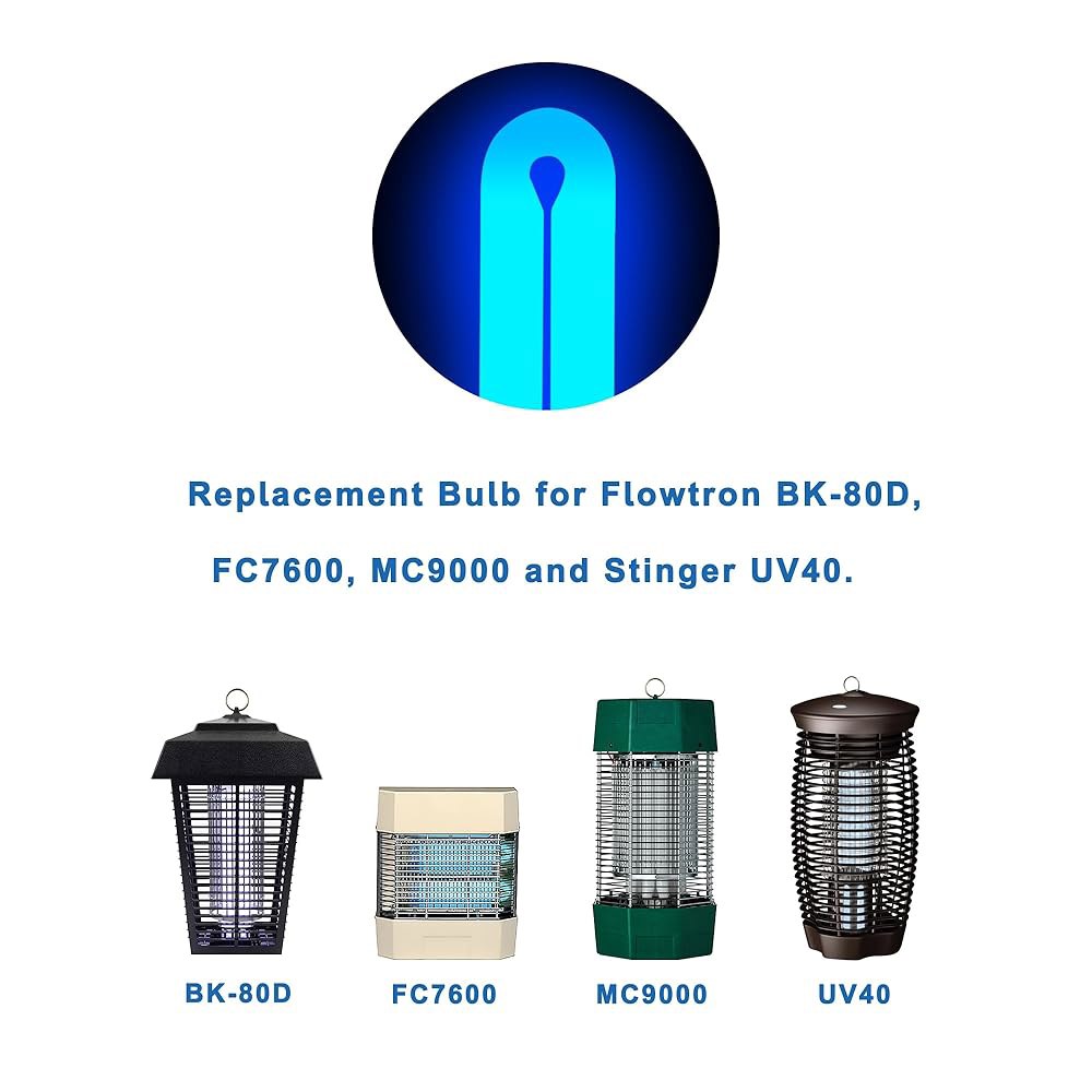 플로우트론 BK-80D, MC9000, FC7600 및 스팅어 B4040 버그 재퍼와 호환되는 BF150 교체 전구, 12인치 FUL40T8 /BL U 타입 40W 전자 곤충 킬러 - 상세 이미지 3