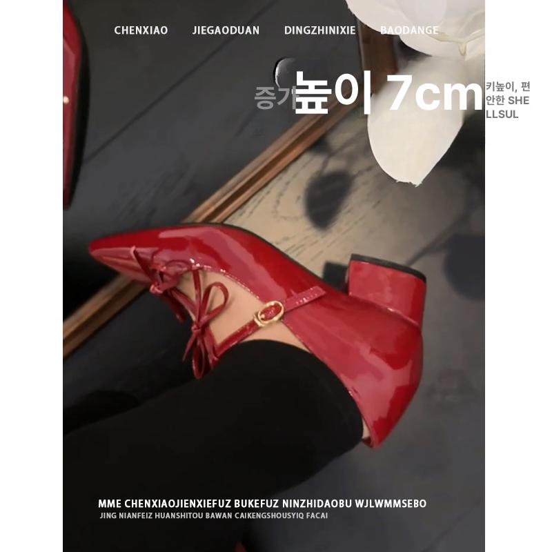 속굽 단화 키높이 가죽 스웨이드 여성 쿠션 여자 통굽 캐주얼 플랫슈즈 밴딩끈 슬립온 - 상세 이미지 5