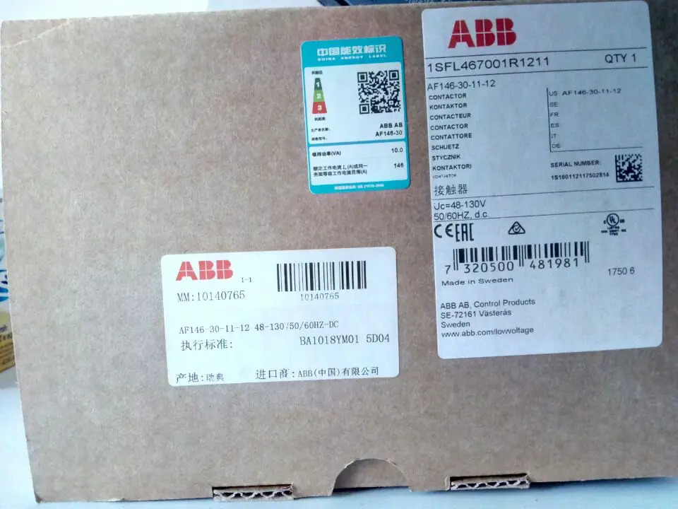 오리지널 ABB AC DC 접촉기 AF116-30-11-12 48-130V50 60HZ-DC 신