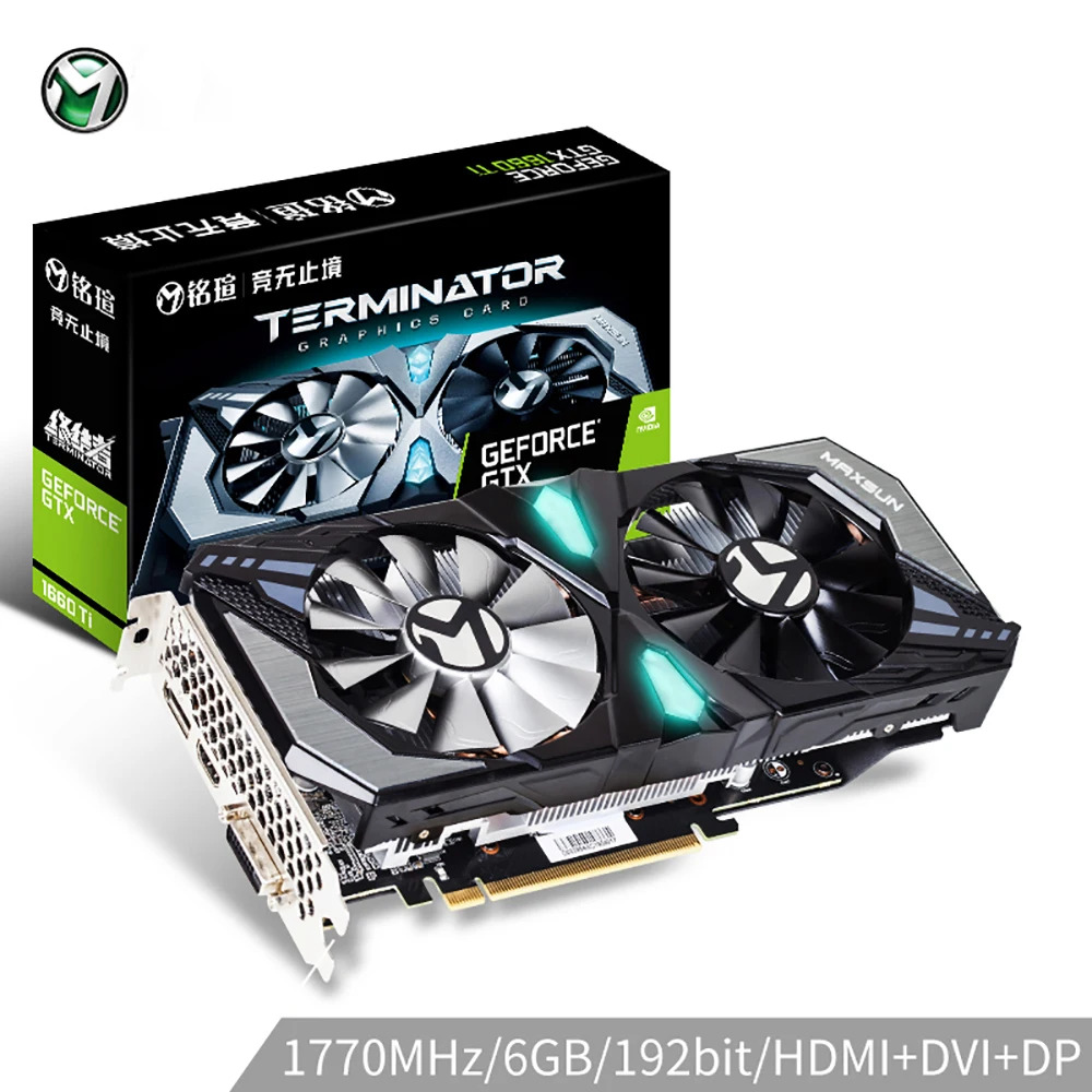 오리지널 MAXSUN 그래픽 카드 GeForck호환X1660Ti 터미네이터 6G DDR6 X 1660 192bit 1770MHz 리퍼 된