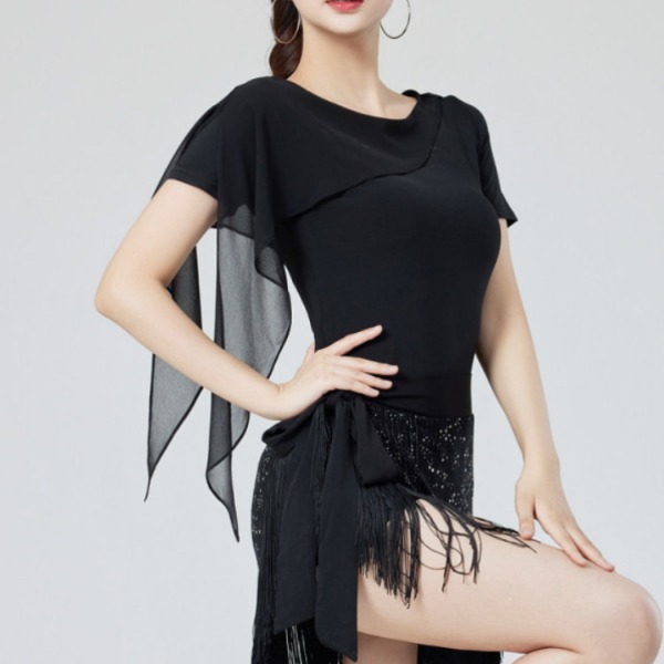 여성 라틴댄스상의 사교 방송 스포츠 라인 댄스복 티셔츠 - 상품 이미지