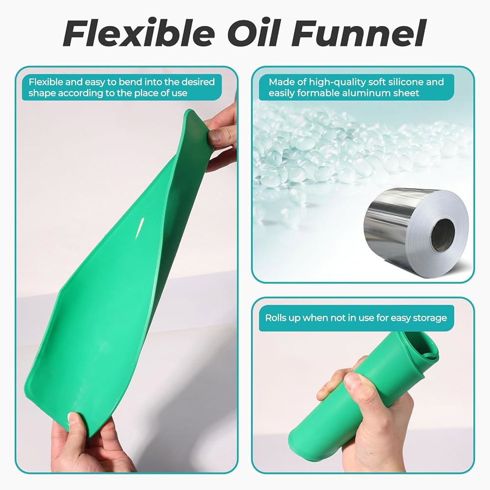 라이트키위 강력 자기 오일 배수 플러그 제거 도구 및 유연한 깔때기 재사용 가능, 필수 교체 도구, 다린 제거, 배출 충전을 위한 자동차 정비사용 - 상세 이미지 3