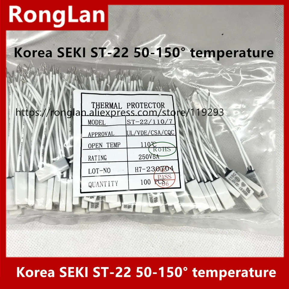 SEKI 온도 조절 스위치 보호기 ST-22 50 55 60 65 70 75 80-150 도 100 PS/LOT