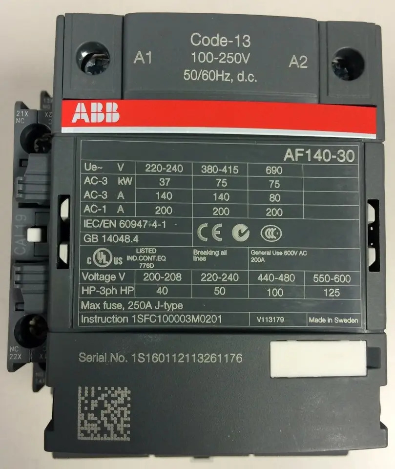 ABB 접촉기 AF140- 30-11-13 100-250VAC/DC AC 공유 오리지널