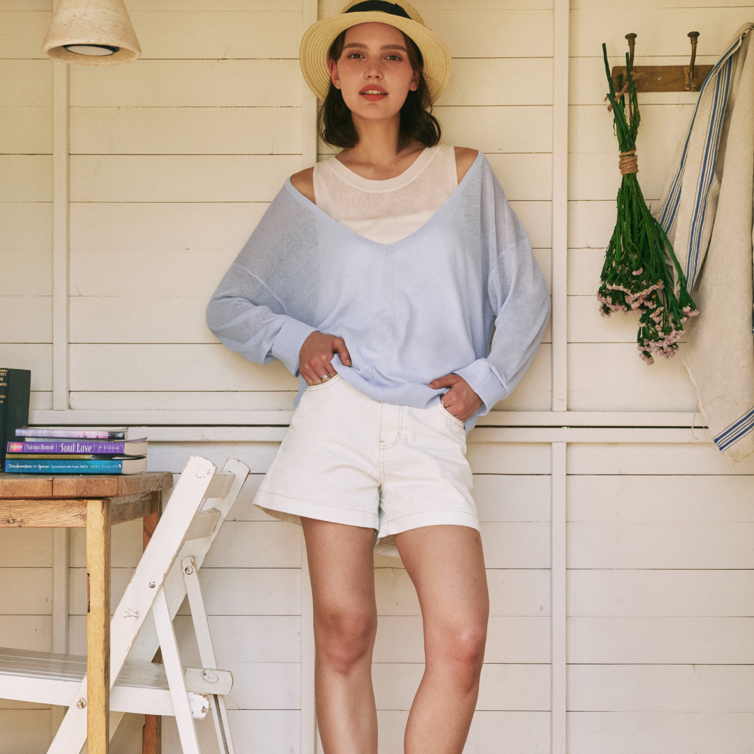 [제로스트릿] 스티치 데님 쇼츠 STITCH DENIM SHORTS / WHITE - 상세 이미지 3