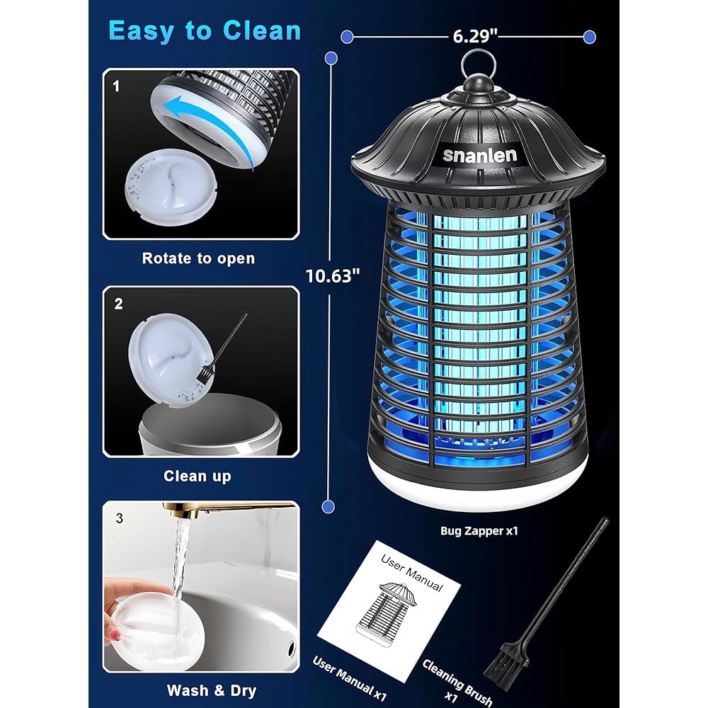 스난렌 4200V 고출력 전기 버그 재퍼 야외 및 실내, LED 어트랙션, 내구성이 뛰어난 ABS 모기 야외, 파티오, 마당, 정원 가정용 플러그인 플라이 트랩 퇴치기 포함 - 상세 이미지 2