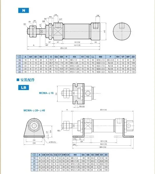 골드 MINDMAN 미니 실린더 MCMA - 11-32-50 A 11-32-75 -32-25A
