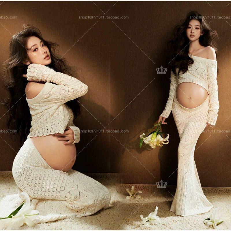 슬림 원피스 임부복 촬영 니트 출산 여름 샤워 반팔 레이스 쉬폰 수유 골지 겨울 - 상세 이미지 3
