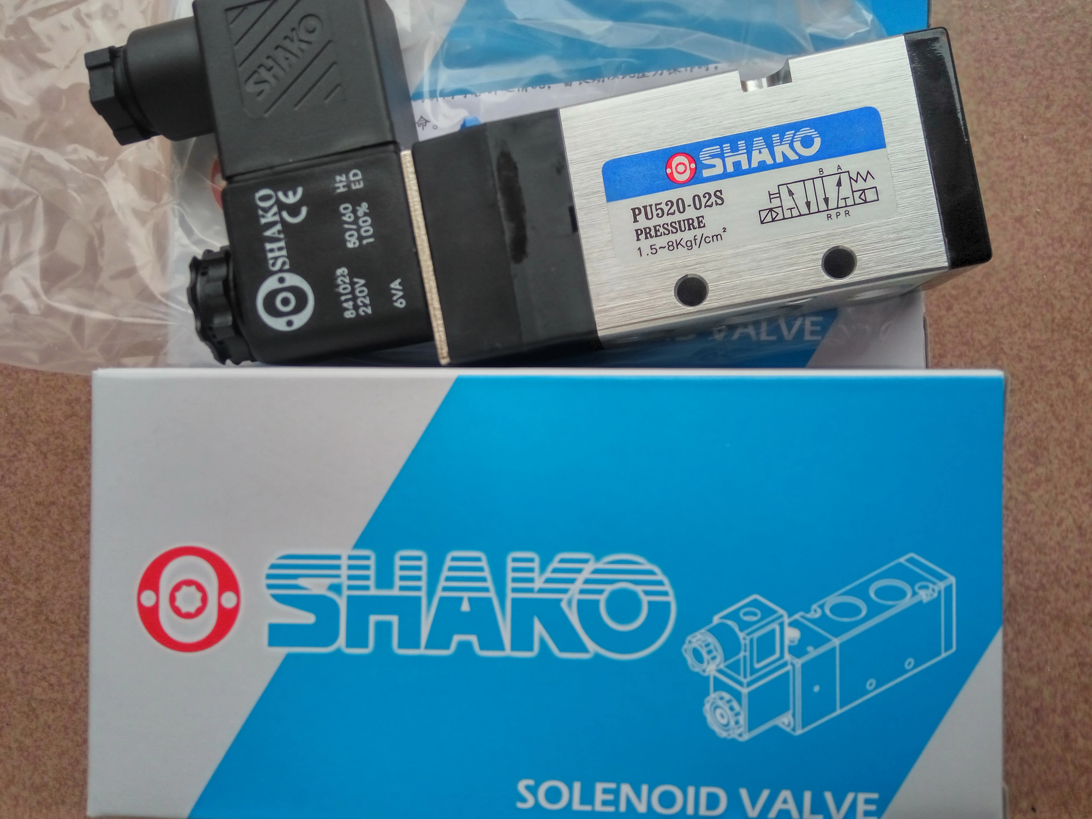 SHAKO 공압 솔레노이드 밸브 PU520-02S 압력 PU520-03S PU520-04S PU520-04-S AC220V DC24V AC110V 1.5  8KGF CM