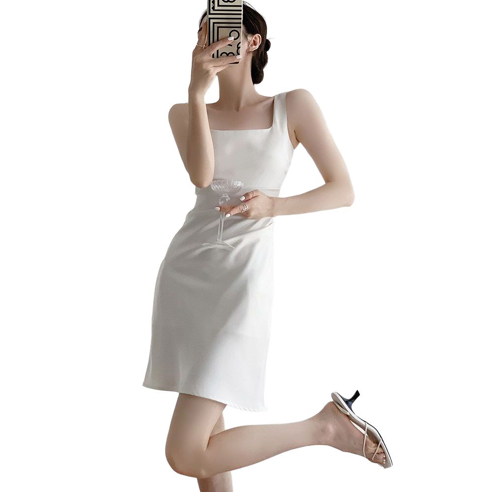 허벅지위 넥 바캉스 나시 여성 흰색 민소매 티셔츠 이너 슬리브리스 레이어드 골지 탑 레이스 짧은(첫 번째 이미지) S - 상세 이미지 2