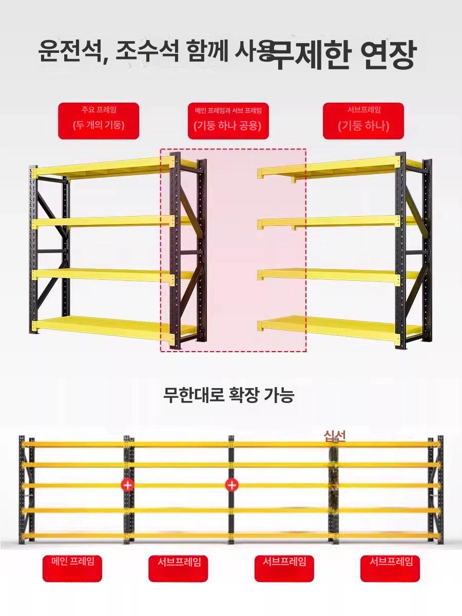 이동식 수납선반 바퀴 작업장 화이트 카트 진열대 보관대 앵글 정리대 다층식 물류 랙 - 상세 이미지 4
