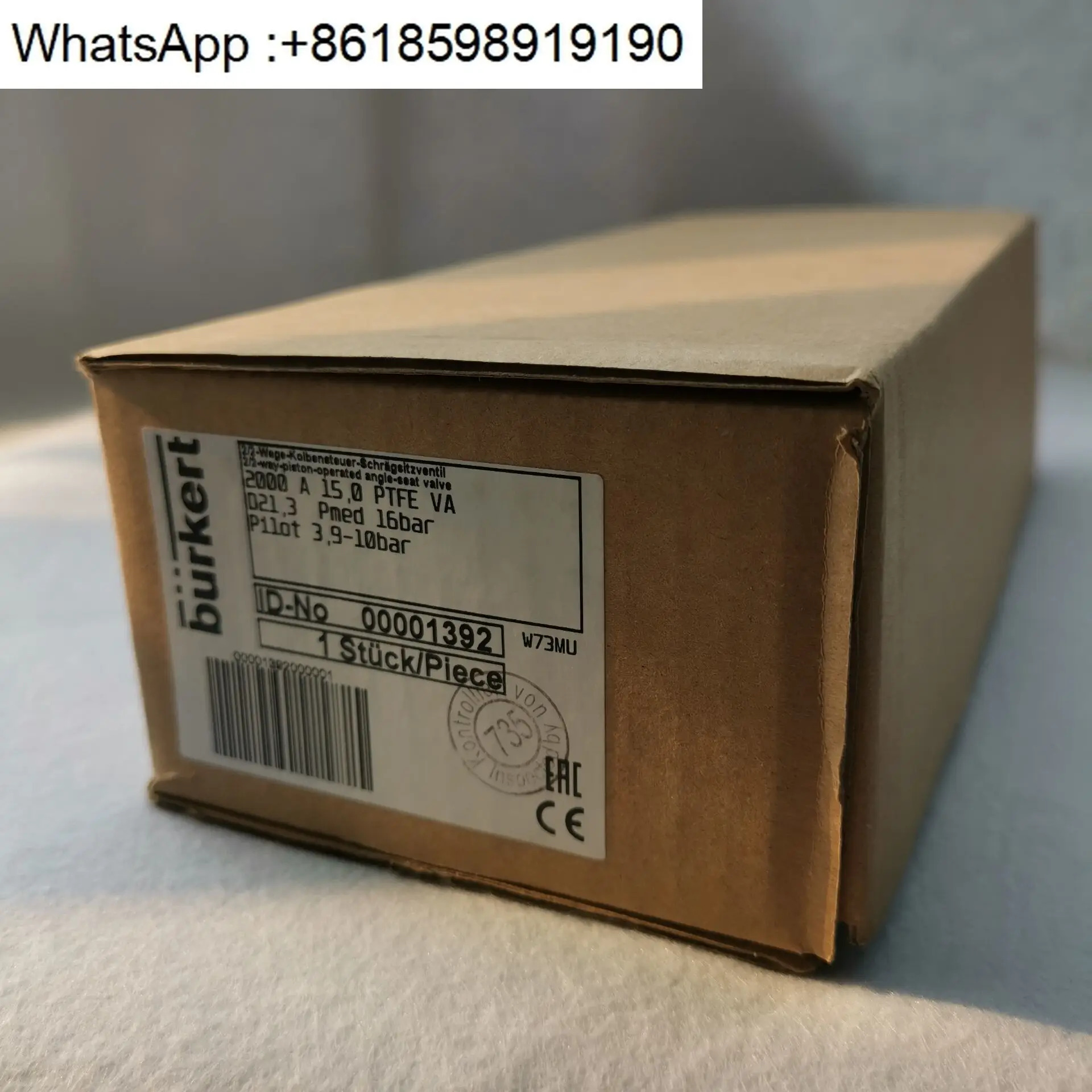 Burkert 공압 앵글 시트 밸브 DN15 2000 A 15.0 PTFE VA 00001392  스테인레스 스틸 베이스