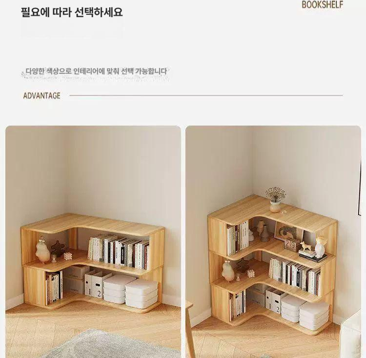 모서리책장 코너 수납장 수납 틈새 선반 책꽂이 삼각 모서리 서재 책꽃이 ㄱ자 장식장 - 상세 이미지 4
