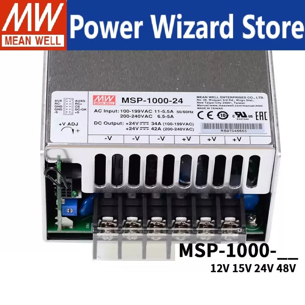 MEAN WELL MSP-1000 MSP-1000-12 MSP-1000-15 MSP-1000-24 MSP-1000-48 저누설 전류 PFC 원격 제어 공급 장치