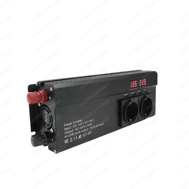 RV 휴대폰 자동차전력 인버터 DC 12V 24V-AC 220V 230V 변압기 4 USB EU 소켓 충전 LED 디스플레이 2000W 2600W