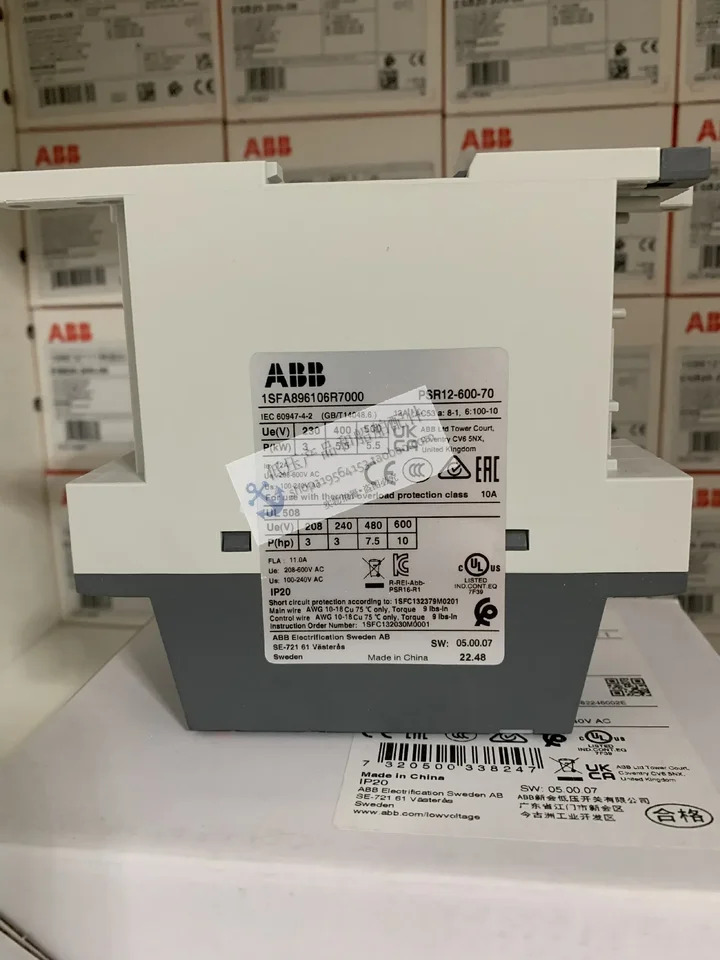 오리지널 ABB 컴팩트 소프트 스타터 PSR12-600-70 AC208-600V 5.5kW