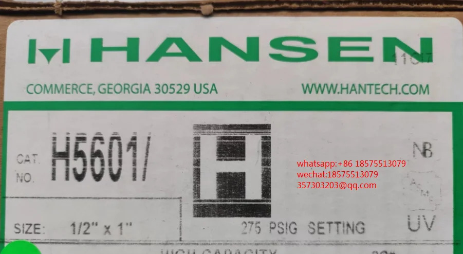 안전 밸브 HANSEN H5601 1/2x1 275psi신