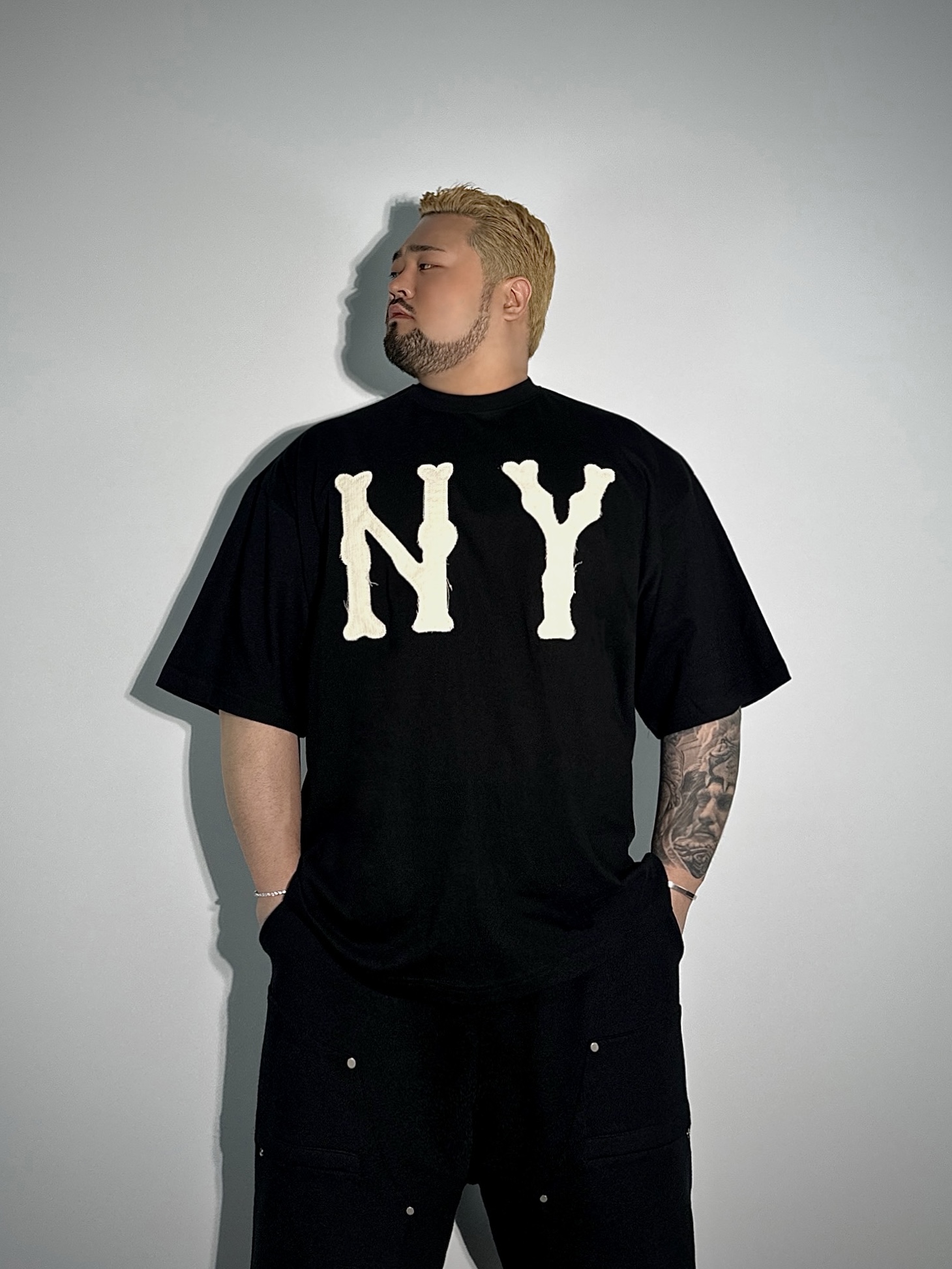 NY 빈티지 패치 오버 반팔티 3COLOR 빅사이즈 박스핏 오버핏 티셔츠 에이오알닷 - 상세 이미지 4