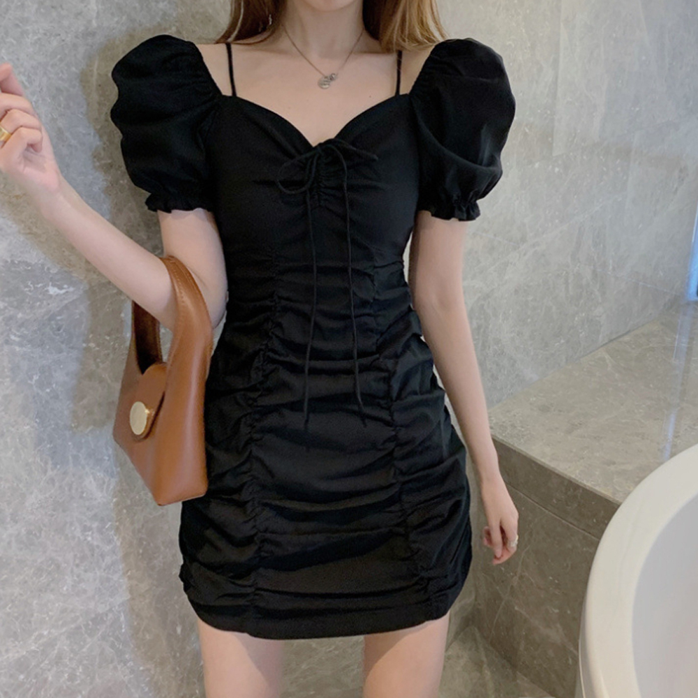슬림 스판 원피스 스퀘어넥 오프숄더 여름 바캉스LACH4837285 - 상품 이미지
